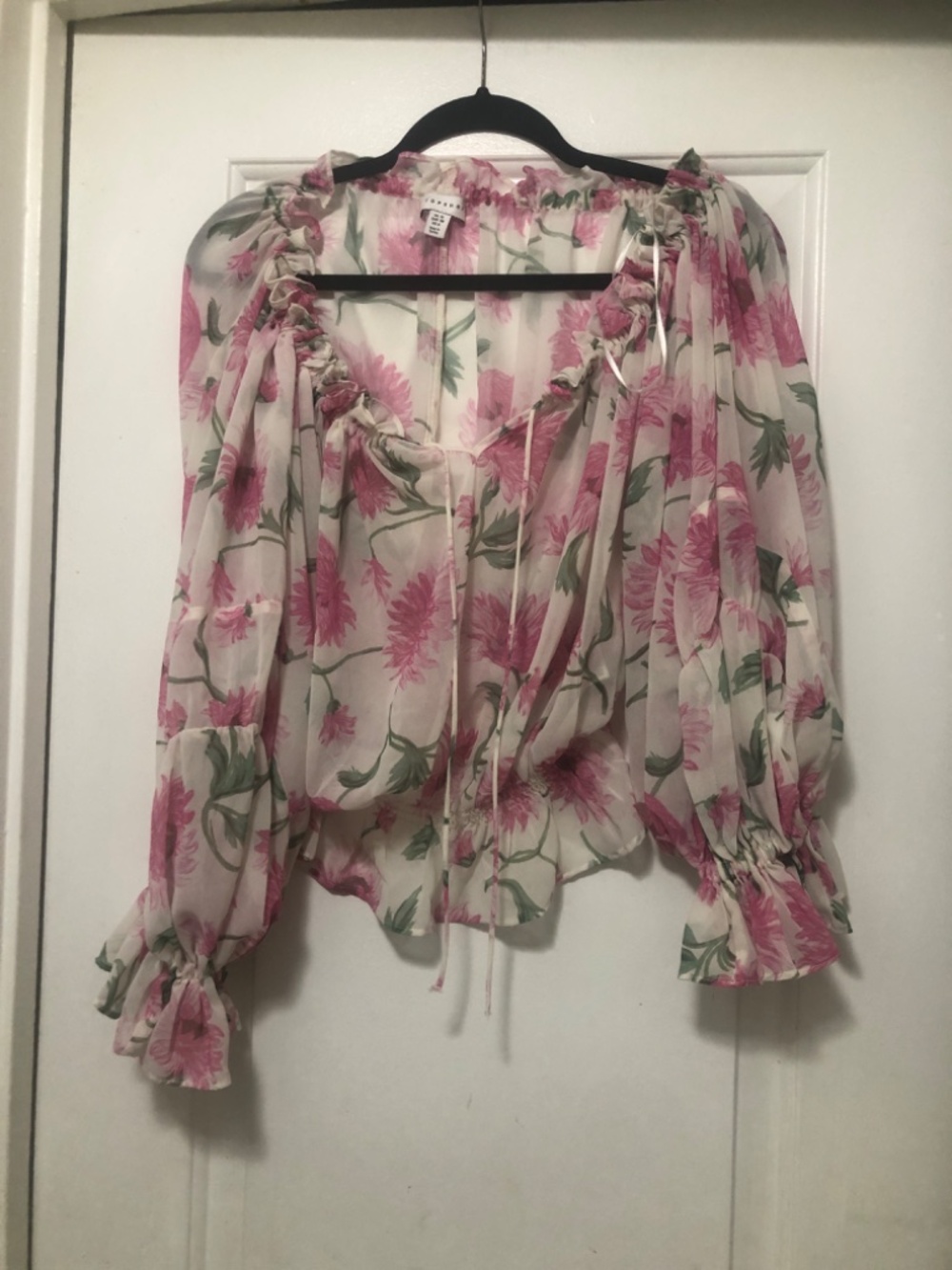 TopShop Pink Dahlia Bardot Gypsy Top Size 6 - Picture 3 of 6